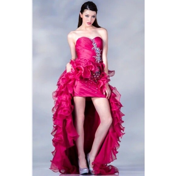 Cinderella Divine  Sparkly Party Prom Maxi Dress Pink Size 6‎ Quinceañera Ruffle - Picture 1 of 9